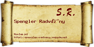 Spengler Radvány névjegykártya